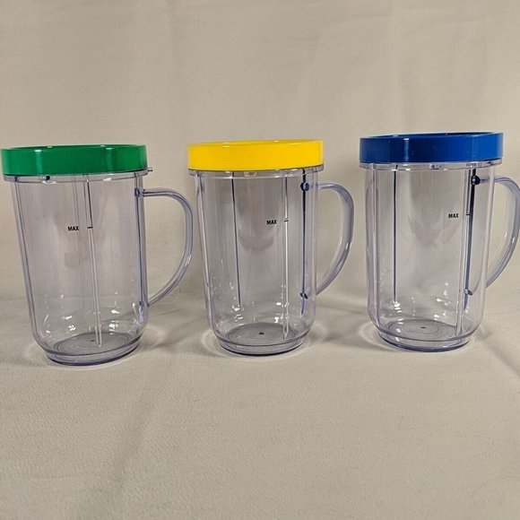 Magic Bullet Blender Replacement Cups w/ Lip Rings Lot of 3 - Picture 2 of 11